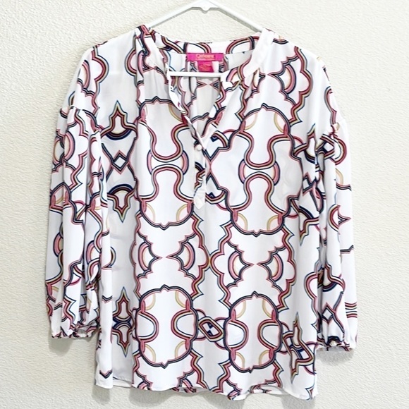 Catherine Malandrino Woman Multi Pattern Top Blouse Size M - Picture 1 of 10